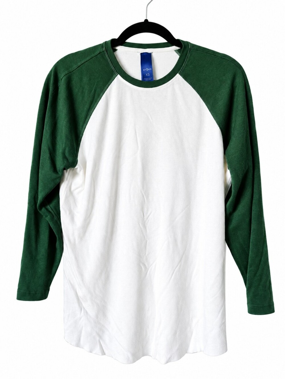 Kit and Ace White Tee with Dark Green Trim - Men's XS